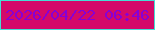 文字の大きさ：2、枠の色：45ded4、背景の色：d40969、文字の色：8701d4 無料ブログパーツのブログ時計