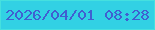 文字の大きさ：5、枠の色：45e0df、背景の色：32d1e4、文字の色：405fd1 無料ブログパーツのブログ時計
