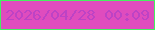 文字の大きさ：4、枠の色：45ef60、背景の色：df4cbe、文字の色：bd43c5 無料ブログパーツのブログ時計