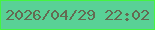 文字の大きさ：3、枠の色：45f441、背景の色：59d196、文字の色：646a52 無料ブログパーツのブログ時計