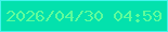 文字の大きさ：1、枠の色：45f4ec、背景の色：03e1ad、文字の色：5efc9c 無料ブログパーツのブログ時計