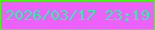 文字の大きさ：2、枠の色：45f816、背景の色：ec61fa、文字の色：2df2a4 無料ブログパーツのブログ時計