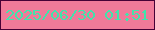 文字の大きさ：5、枠の色：460136、背景の色：f07a99、文字の色：40e5ab 無料ブログパーツのブログ時計