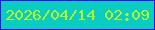 文字の大きさ：4、枠の色：4605ef、背景の色：0acdc2、文字の色：b8f428 無料ブログパーツのブログ時計