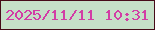 文字の大きさ：3、枠の色：460b18、背景の色：c5e0c7、文字の色：d23da5 無料ブログパーツのブログ時計