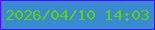 文字の大きさ：4、枠の色：460ffa、背景の色：398bd1、文字の色：5dd012 無料ブログパーツのブログ時計