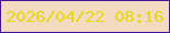 文字の大きさ：2、枠の色：461297、背景の色：f3dbc1、文字の色：e7d816 無料ブログパーツのブログ時計
