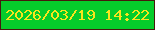 文字の大きさ：4、枠の色：46180d、背景の色：05cc2b、文字の色：f8e51c 無料ブログパーツのブログ時計