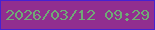 文字の大きさ：3、枠の色：4621d2、背景の色：912e8f、文字の色：70aa76 無料ブログパーツのブログ時計