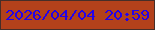 文字の大きさ：1、枠の色：462e28、背景の色：b3411b、文字の色：2403e9 無料ブログパーツのブログ時計