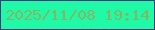 文字の大きさ：2、枠の色：463880、背景の色：20f9a5、文字の色：84b665 無料ブログパーツのブログ時計