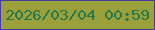 文字の大きさ：3、枠の色：463b9d、背景の色：9aa13b、文字の色：26784c 無料ブログパーツのブログ時計