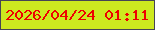 文字の大きさ：5、枠の色：464555、背景の色：cde91f、文字の色：ee0101 無料ブログパーツのブログ時計