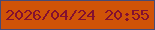 文字の大きさ：2、枠の色：464b76、背景の色：d05308、文字の色：841030 無料ブログパーツのブログ時計