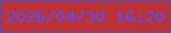 文字の大きさ：2、枠の色：464fcc、背景の色：bc3235、文字の色：584dfa 無料ブログパーツのブログ時計