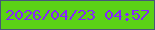 文字の大きさ：2、枠の色：465877、背景の色：5bd216、文字の色：8723fd 無料ブログパーツのブログ時計
