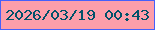文字の大きさ：5、枠の色：4660fa、背景の色：fd9eaa、文字の色：01526a 無料ブログパーツのブログ時計