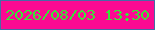 文字の大きさ：4、枠の色：466aa5、背景の色：fa0a92、文字の色：38e637 無料ブログパーツのブログ時計