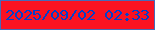 文字の大きさ：4、枠の色：466ab8、背景の色：fa1222、文字の色：0240cb 無料ブログパーツのブログ時計