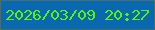 文字の大きさ：5、枠の色：466f74、背景の色：0968b0、文字の色：5af408 無料ブログパーツのブログ時計