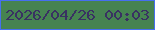 文字の大きさ：4、枠の色：466fef、背景の色：468351、文字の色：393162 無料ブログパーツのブログ時計