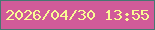 文字の大きさ：1、枠の色：467772、背景の色：d15b99、文字の色：f9fc95 無料ブログパーツのブログ時計