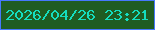 文字の大きさ：2、枠の色：4678fc、背景の色：1f5c22、文字の色：15ddbf 無料ブログパーツのブログ時計