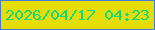文字の大きさ：1、枠の色：4679d8、背景の色：e5dd06、文字の色：14d97b 無料ブログパーツのブログ時計