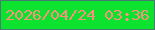 文字の大きさ：1、枠の色：467c72、背景の色：0de32f、文字の色：fb8f80 無料ブログパーツのブログ時計