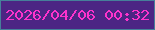 文字の大きさ：1、枠の色：467f9a、背景の色：4c2584、文字の色：fd33cc 無料ブログパーツのブログ時計