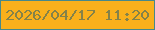 文字の大きさ：2、枠の色：46888a、背景の色：f9b01b、文字の色：848249 無料ブログパーツのブログ時計