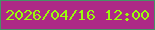 文字の大きさ：2、枠の色：469266、背景の色：ad2986、文字の色：99fc0b 無料ブログパーツのブログ時計
