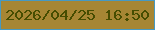 文字の大きさ：3、枠の色：4699c2、背景の色：a68634、文字の色：464d01 無料ブログパーツのブログ時計