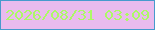 文字の大きさ：3、枠の色：469acd、背景の色：e9bbee、文字の色：acf966 無料ブログパーツのブログ時計