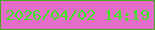 文字の大きさ：2、枠の色：46a71e、背景の色：e36dc7、文字の色：40e828 無料ブログパーツのブログ時計