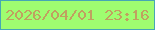 文字の大きさ：1、枠の色：46a7b4、背景の色：9ffd70、文字の色：c0a160 無料ブログパーツのブログ時計