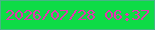 文字の大きさ：4、枠の色：46b585、背景の色：0edb46、文字の色：e136ae 無料ブログパーツのブログ時計