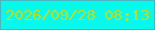 文字の大きさ：4、枠の色：46b7c0、背景の色：07f9eb、文字の色：bbdf22 無料ブログパーツのブログ時計