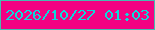 文字の大きさ：5、枠の色：46bcb0、背景の色：f30282、文字の色：0bd9db 無料ブログパーツのブログ時計