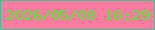文字の大きさ：3、枠の色：46bd96、背景の色：fd7ca2、文字の色：42f12a 無料ブログパーツのブログ時計