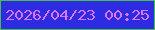 文字の大きさ：5、枠の色：46bf4b、背景の色：2d2ce3、文字の色：df74fc 無料ブログパーツのブログ時計