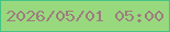 文字の大きさ：4、枠の色：46c286、背景の色：99d97e、文字の色：9d7c7e 無料ブログパーツのブログ時計