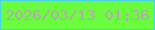 文字の大きさ：4、枠の色：46d3e7、背景の色：69fd3d、文字の色：b2a9aa 無料ブログパーツのブログ時計