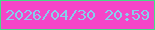 文字の大きさ：2、枠の色：46dd87、背景の色：f446c8、文字の色：86ceec 無料ブログパーツのブログ時計