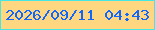 文字の大きさ：5、枠の色：46e7e2、背景の色：ffd781、文字の色：1167fb 無料ブログパーツのブログ時計