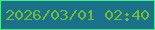 文字の大きさ：1、枠の色：46e98e、背景の色：1b708a、文字の色：70bd3b 無料ブログパーツのブログ時計