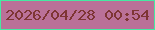 文字の大きさ：4、枠の色：46e9a2、背景の色：ba7198、文字の色：7e3534 無料ブログパーツのブログ時計