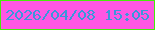 文字の大きさ：5、枠の色：46eb0a、背景の色：fe57e3、文字の色：3b97db 無料ブログパーツのブログ時計