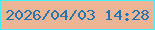 文字の大きさ：2、枠の色：46eefc、背景の色：ebb596、文字の色：2575b0 無料ブログパーツのブログ時計