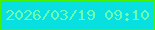 文字の大きさ：2、枠の色：46f202、背景の色：07dfe1、文字の色：6afeb4 無料ブログパーツのブログ時計